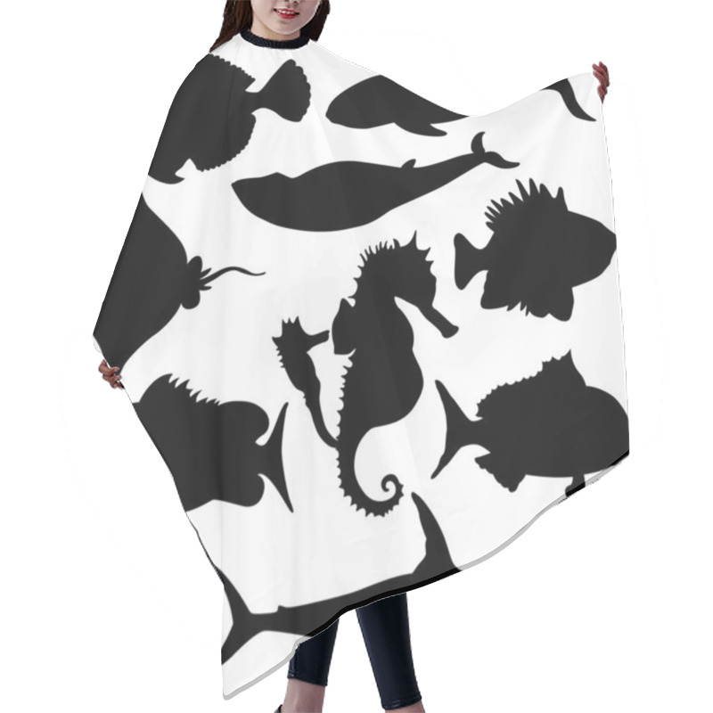 Personality  Vector Fish Silhouettes Hair Cutting Cape