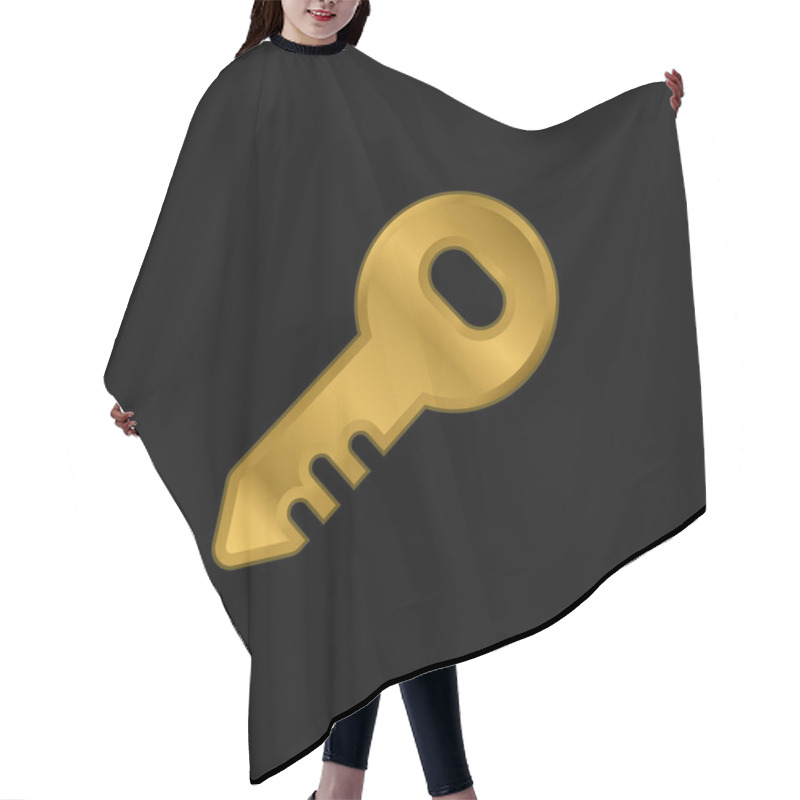 Personality  Administrator Key Gold Plated Metalic Icon Or Logo Vector Hair Cutting Cape