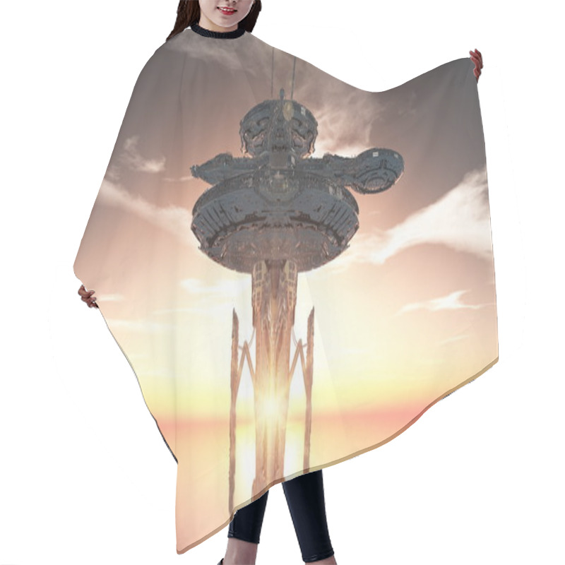 Personality  3D CG Rendering Of A Space Ship Hair Cutting Cape