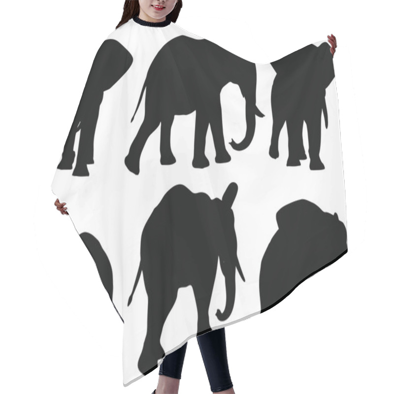 Personality  Set Of Editable Vector Silhouettes Of African Elephants In Walk Poses Hair Cutting Cape