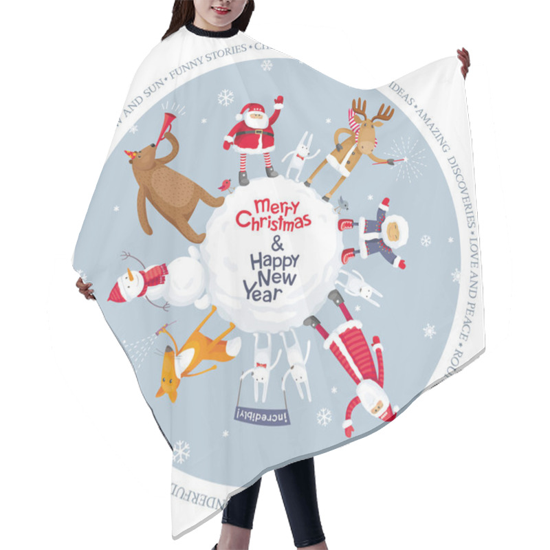 Personality  Merry Christmas Vector Planet Hair Cutting Cape