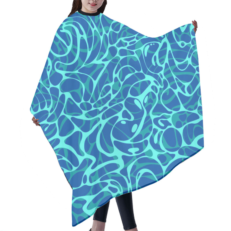 Personality  Seamless Pattern Of Blue Swimming Pool Water Hair Cutting Cape