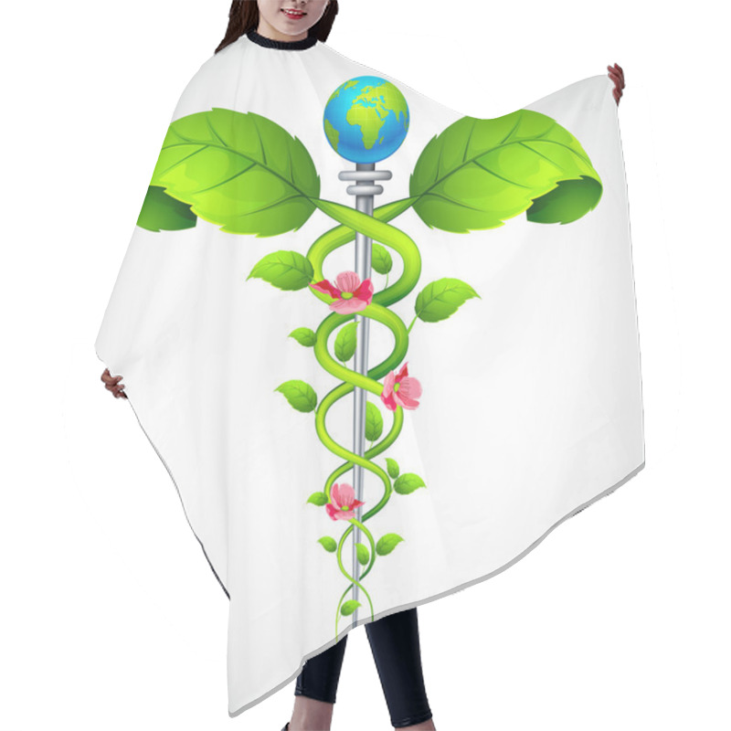 Personality  Caduceus Sign With Leaf And Flowers Hair Cutting Cape