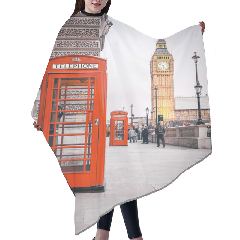 Personality  Red Phone Boxes Hair Cutting Cape