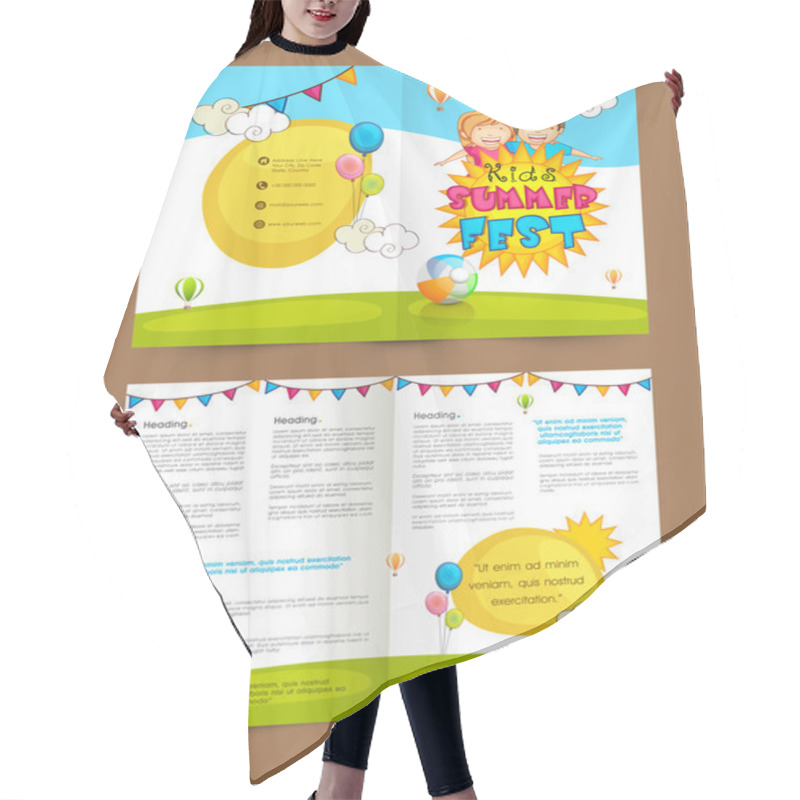 Personality  Kids Summer Fest Two Page Brochure, Template Or Flyer. Hair Cutting Cape