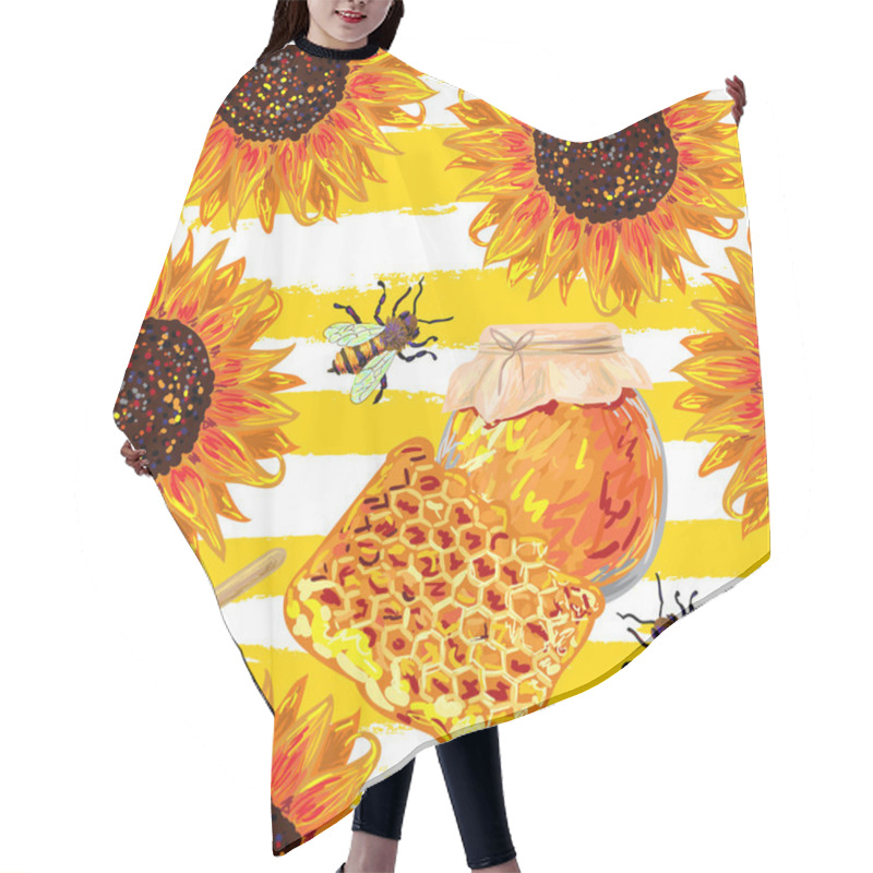 Personality  Seamless Food Pattern With Honey And Sunflower Hair Cutting Cape