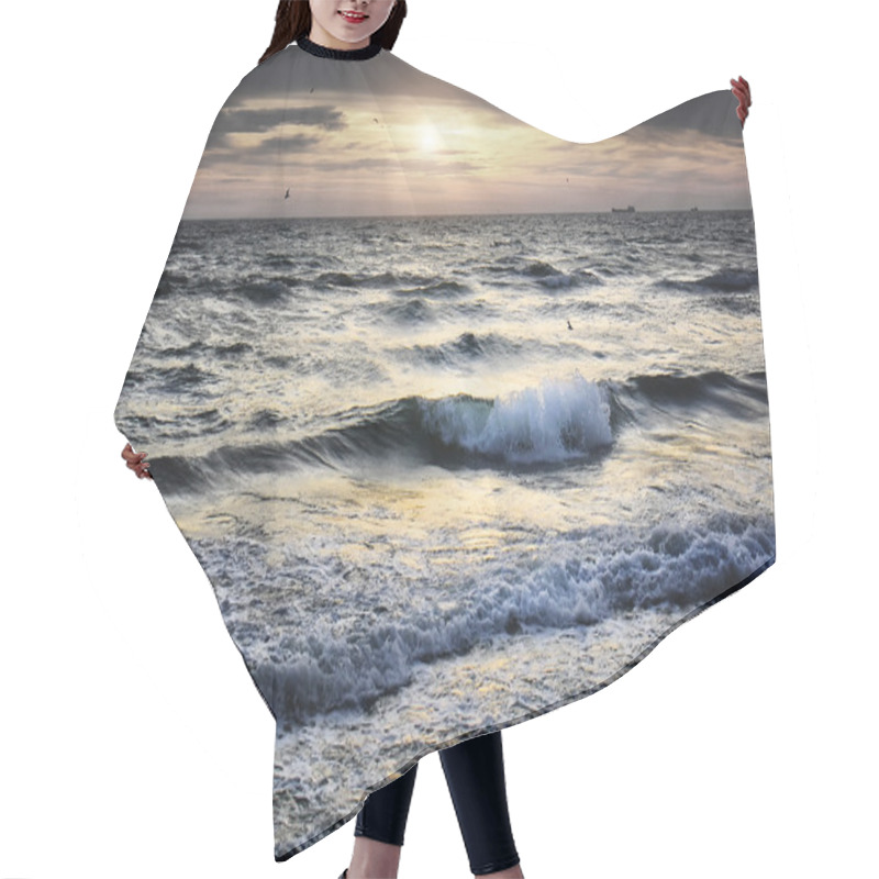 Personality  Portrait Of Sea Wave On Sunset Hair Cutting Cape