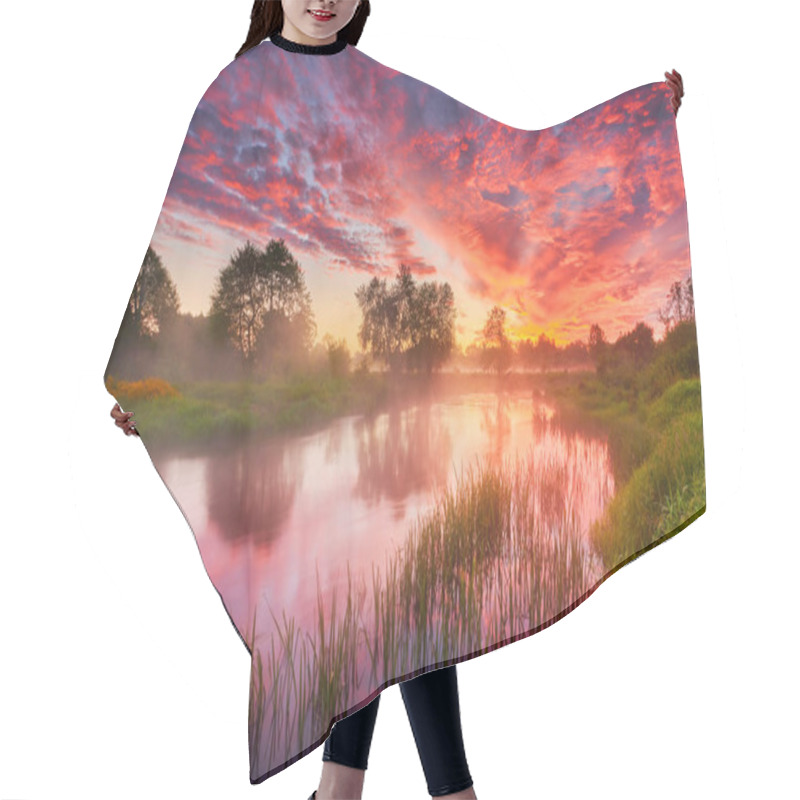 Personality  Beautiful Summer Sunrise Over River Banks Hair Cutting Cape