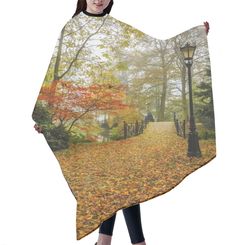 Personality  Scenic View Of Misty Autumn Landscape With Beautiful Old Bridge  Hair Cutting Cape