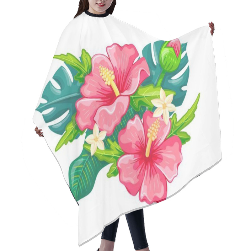 Personality  Tropical Pink Hawaian Hibiscus Flowers Hair Cutting Cape