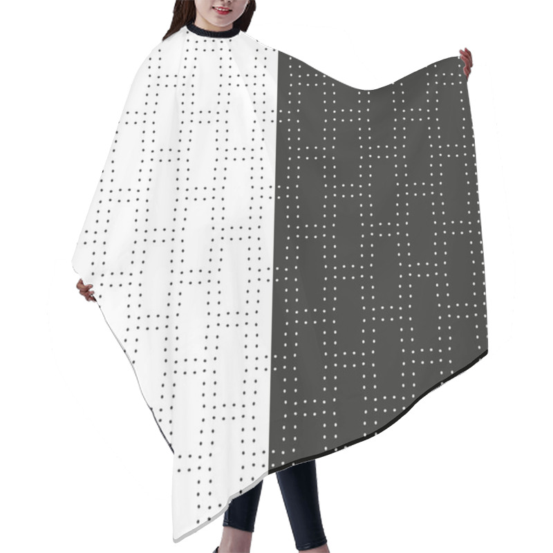 Personality  Set Of Abstract Seamless Black And White Patterns Of Dotted Rectangles. Vector Eps 10. Hair Cutting Cape