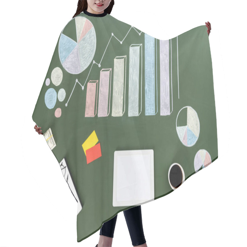 Personality  Digital Tablet And Business Charts   Hair Cutting Cape