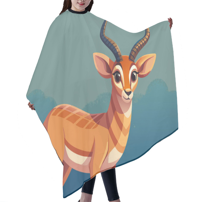 Personality  Cute Antelope With Big Eyes And Striped Legs In Cartoon Style Hair Cutting Cape