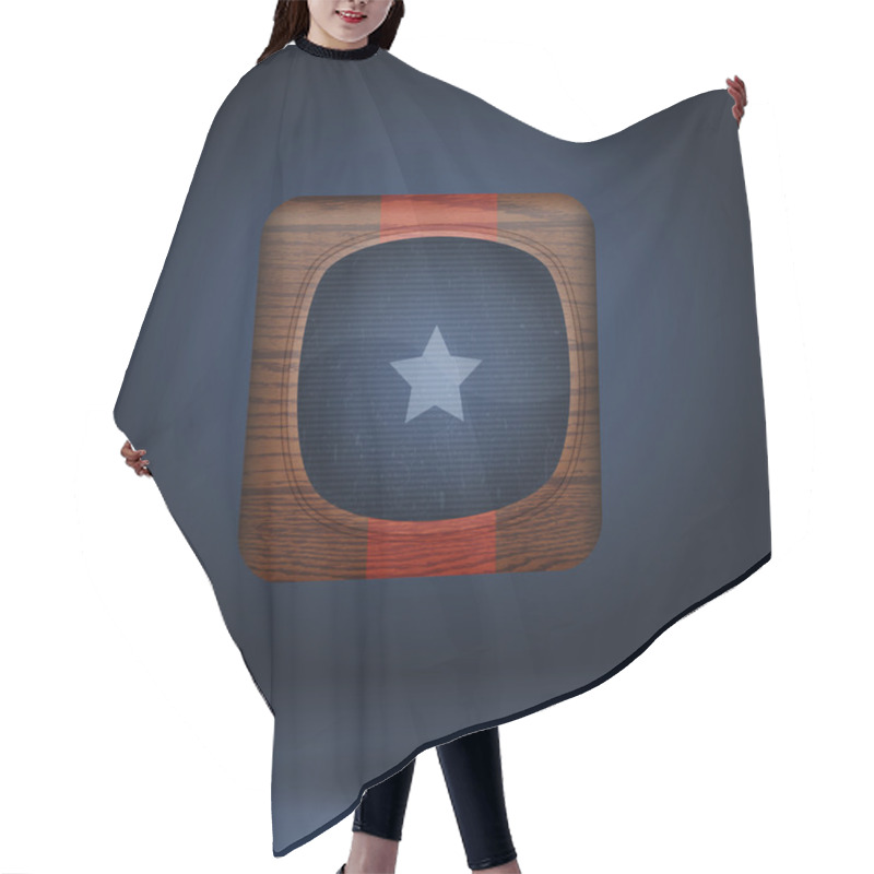 Personality  Vector Wooden Icon With Star. Hair Cutting Cape