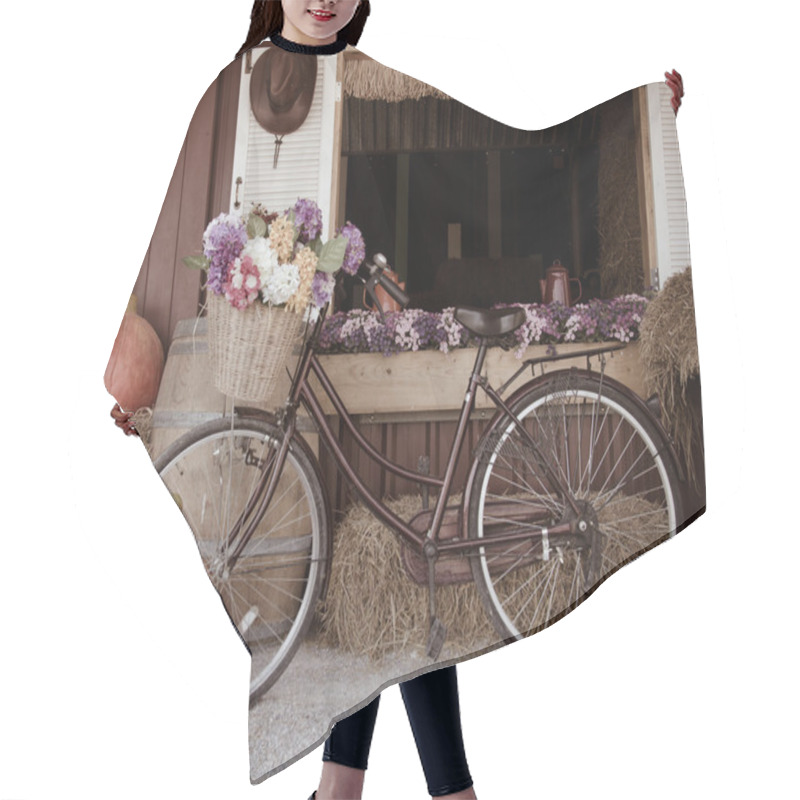 Personality  Bicycle And Flowers. Hair Cutting Cape