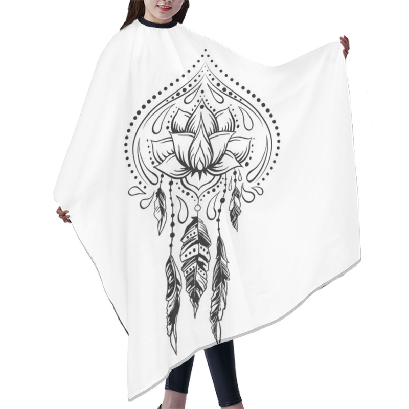 Personality  Hand Drawn Ornamental Lotus Hair Cutting Cape