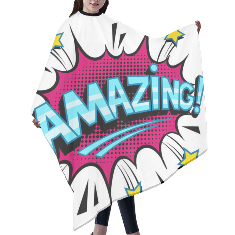 Personality  Amazing Word Comic Book Pop Art Vector Hair Cutting Cape