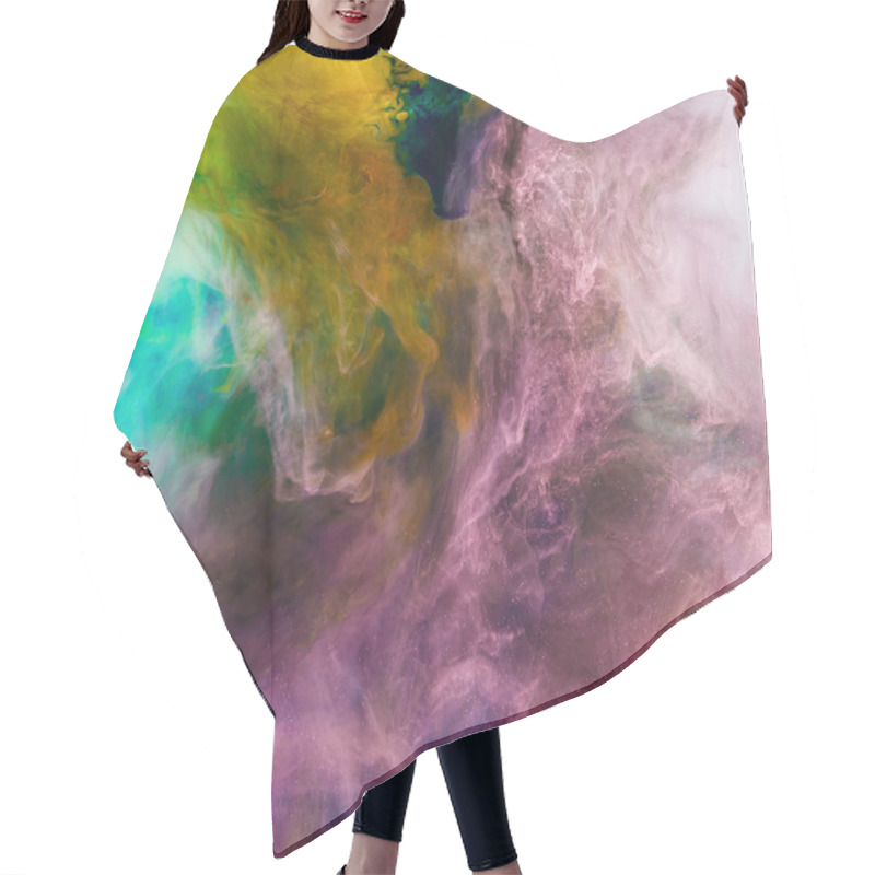 Personality  Creative Texture With Pink, Orange And Green Flowing Paint, Looks Like Space Hair Cutting Cape