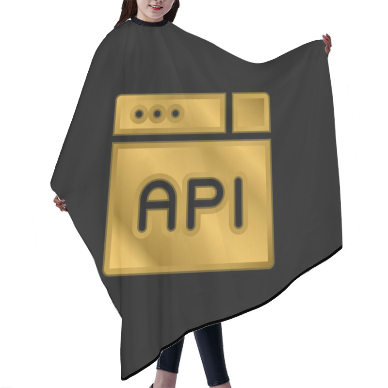 Personality  Api Gold Plated Metalic Icon Or Logo Vector Hair Cutting Cape