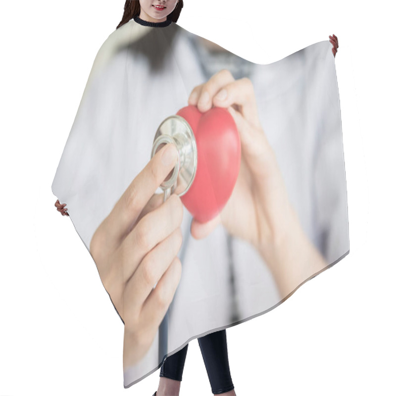 Personality  Profressional Woman Doctor With Green Stethoscope Checking Red H Hair Cutting Cape