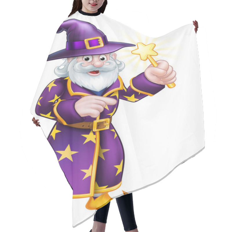 Personality  Cartoon Pointing Wizard Hair Cutting Cape