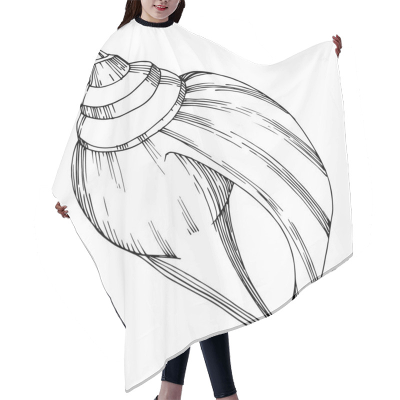 Personality  Vector Summer Beach Seashell Tropical Elements. Black And White  Hair Cutting Cape