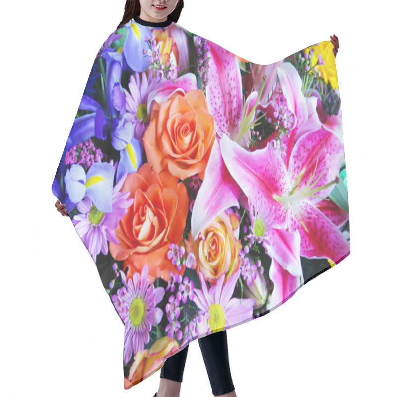 Personality  Bouquet Of Vibrant Flowers Hair Cutting Cape