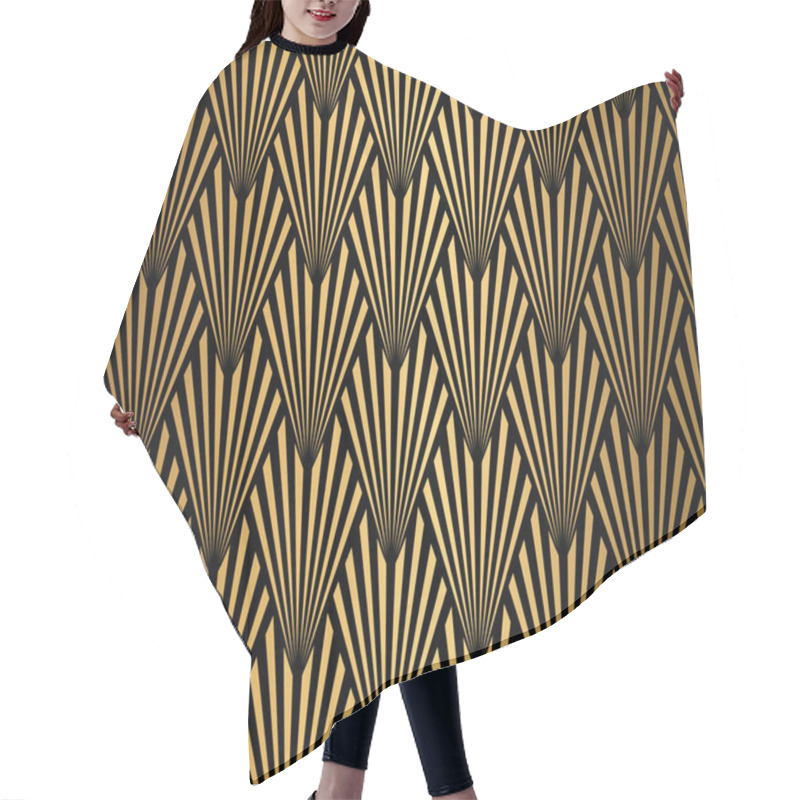 Personality  Art Deco Pattern. Seamless Black And Gold Background Hair Cutting Cape