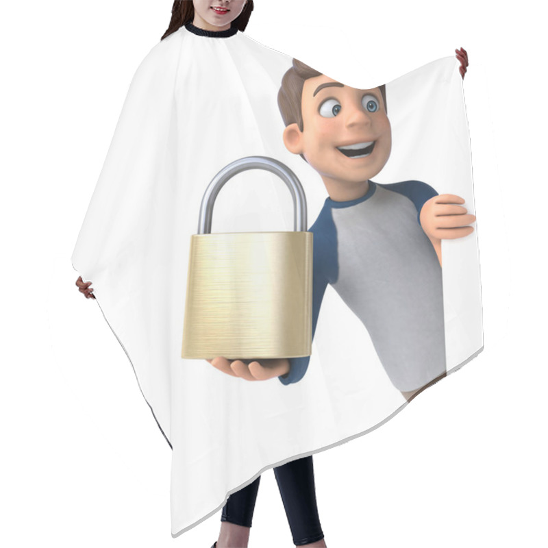 Personality  Fun 3D Cartoon  Character With Lock Hair Cutting Cape