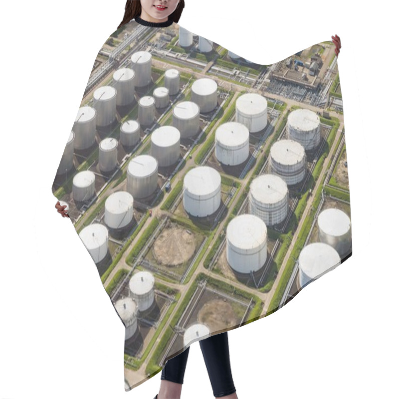 Personality  Petroleum, Oil And Chemical Storage Depot Terminal In An Industrial Port Hair Cutting Cape