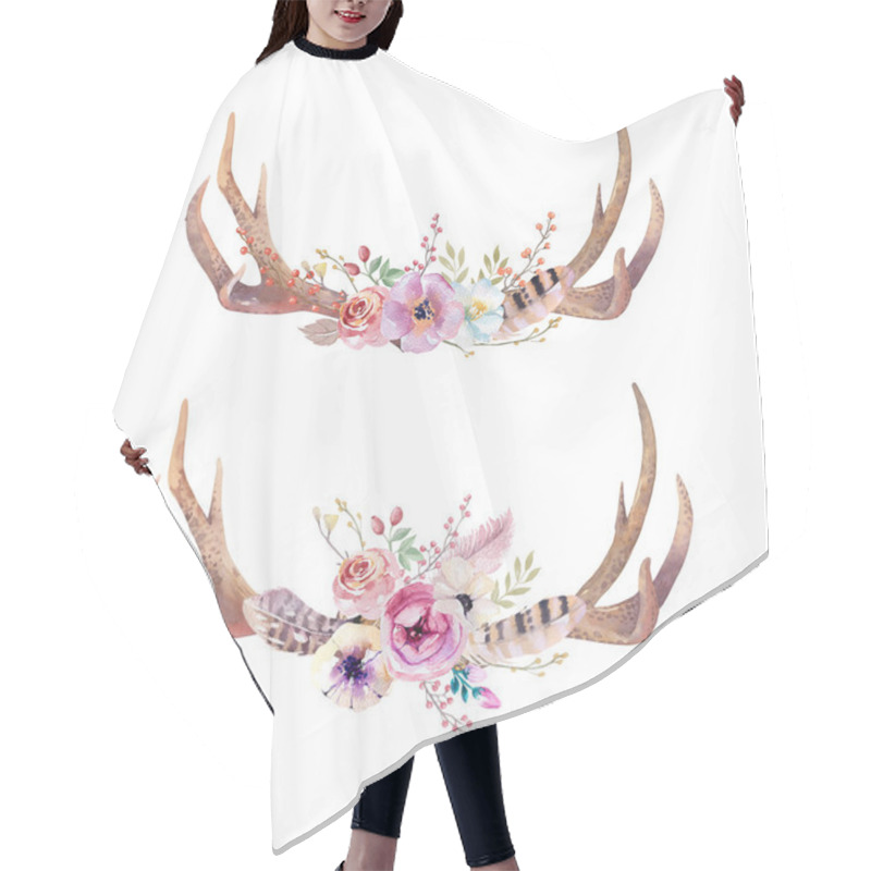 Personality   Bohemian Deer Horns Set Hair Cutting Cape