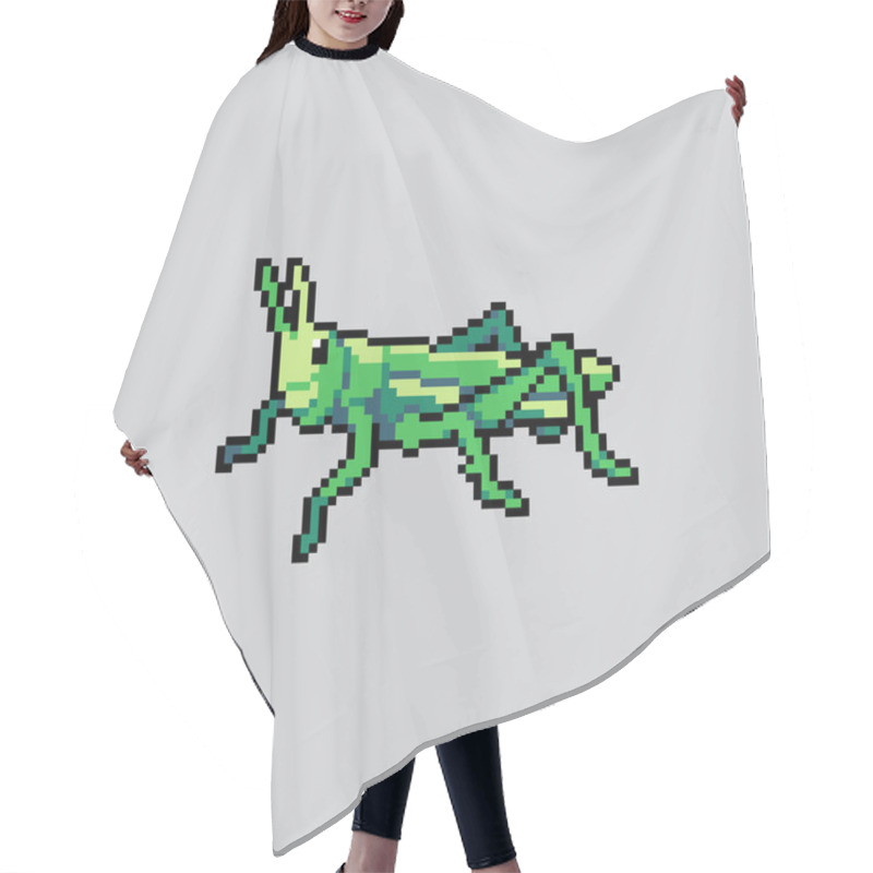 Personality  Pixel Art Illustration Grasshopper. Pixelated Green Insect. Grasshopper Green Insect Icon Pixelated For The Pixel Art Game And Icon For Website And Video Game. Old School Retro. Hair Cutting Cape