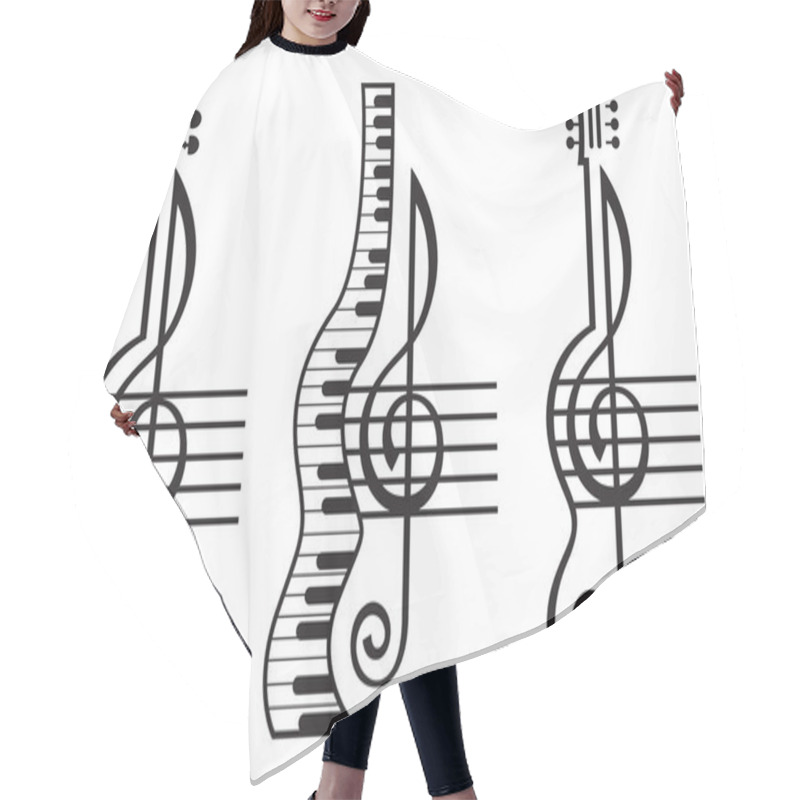 Personality  Violin, Guitar, Piano And Treble Clef Hair Cutting Cape