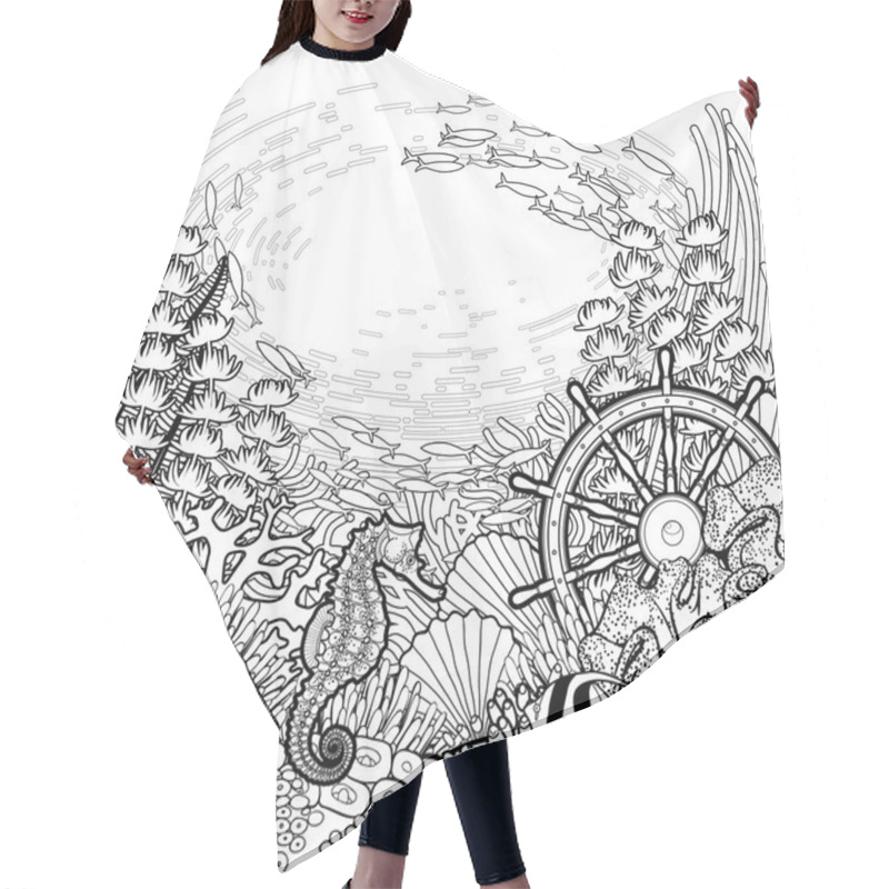 Personality  Graphic Coral Reef Design Hair Cutting Cape