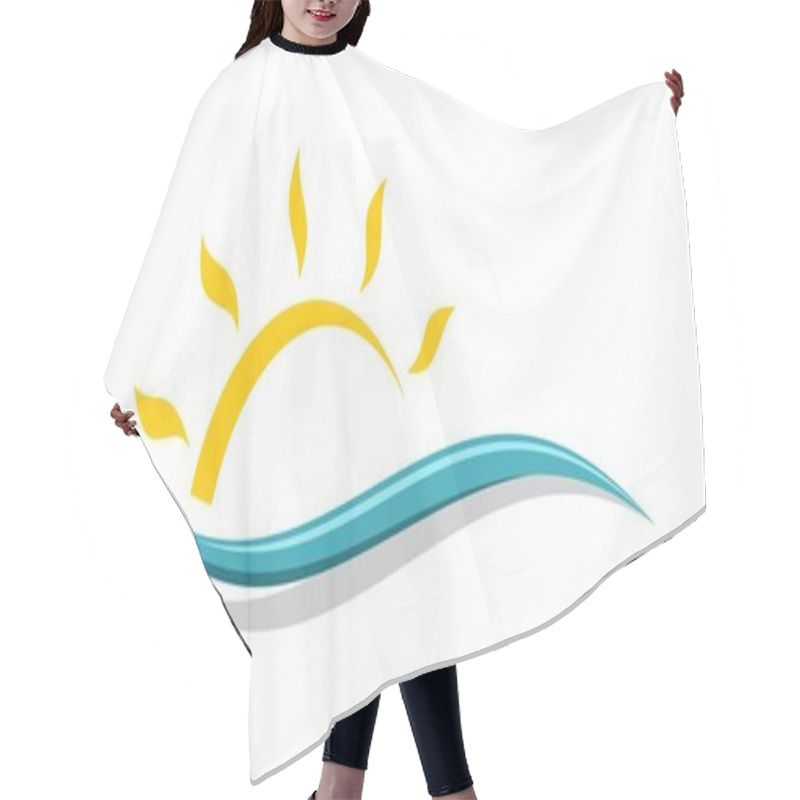 Personality  Abstract Wave And Sun Logo Template Hair Cutting Cape