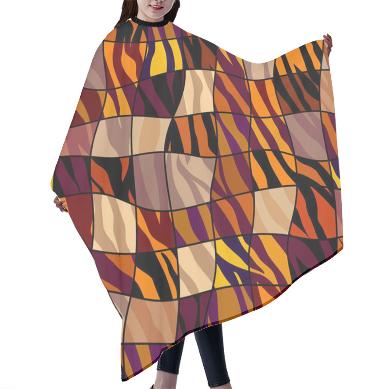 Personality  Abstract Brown Animal Exotic Pattern In Patchwork Style. Hair Cutting Cape