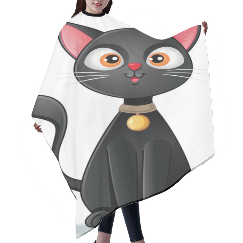 Personality  Black Cat On White Background Vector Cartoon Illustration Hair Cutting Cape