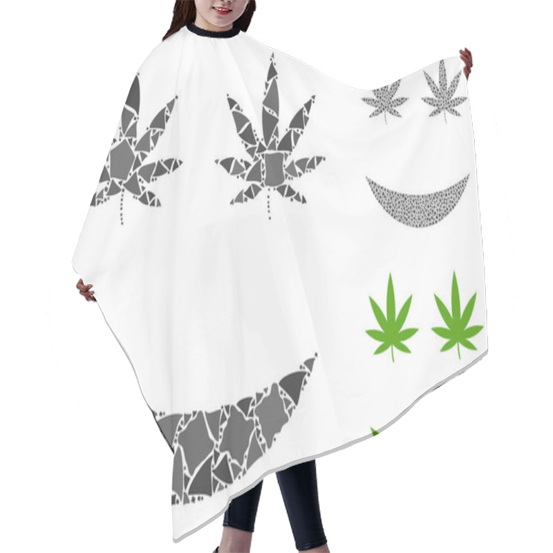 Personality  Cannabis Smile Composition Icon Of Irregular Elements Hair Cutting Cape