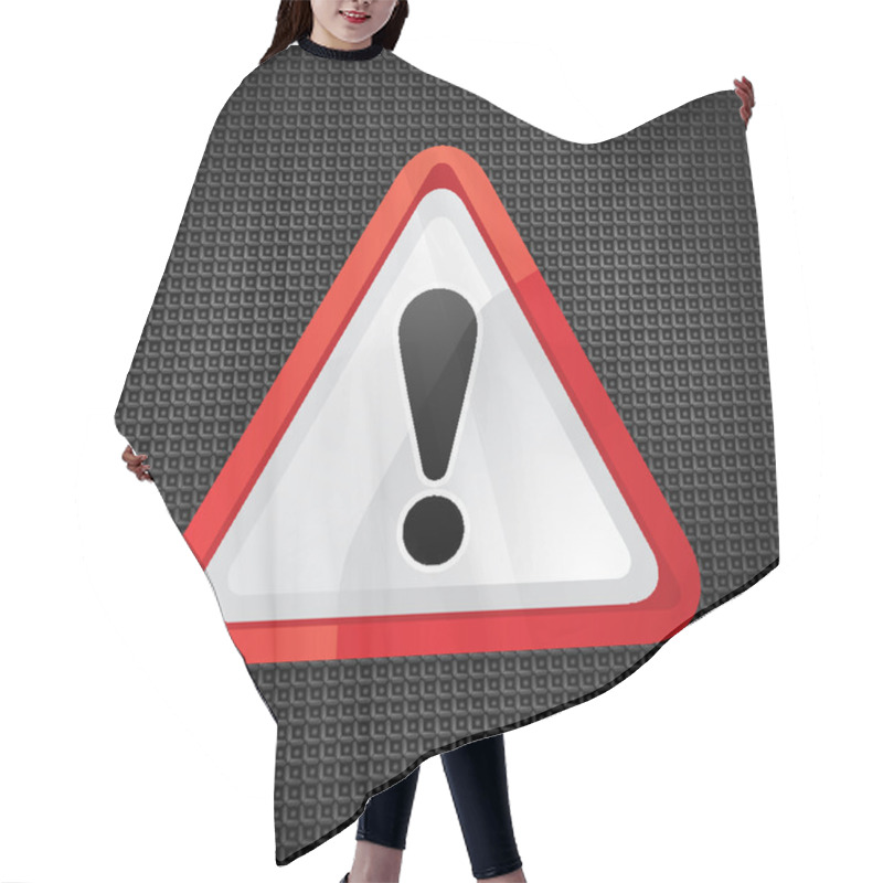 Personality  Hazard Warning Attention Symbol On A Metal Surface, 10eps Hair Cutting Cape