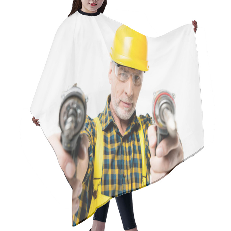 Personality  Workman Holding Electric Drills Hair Cutting Cape