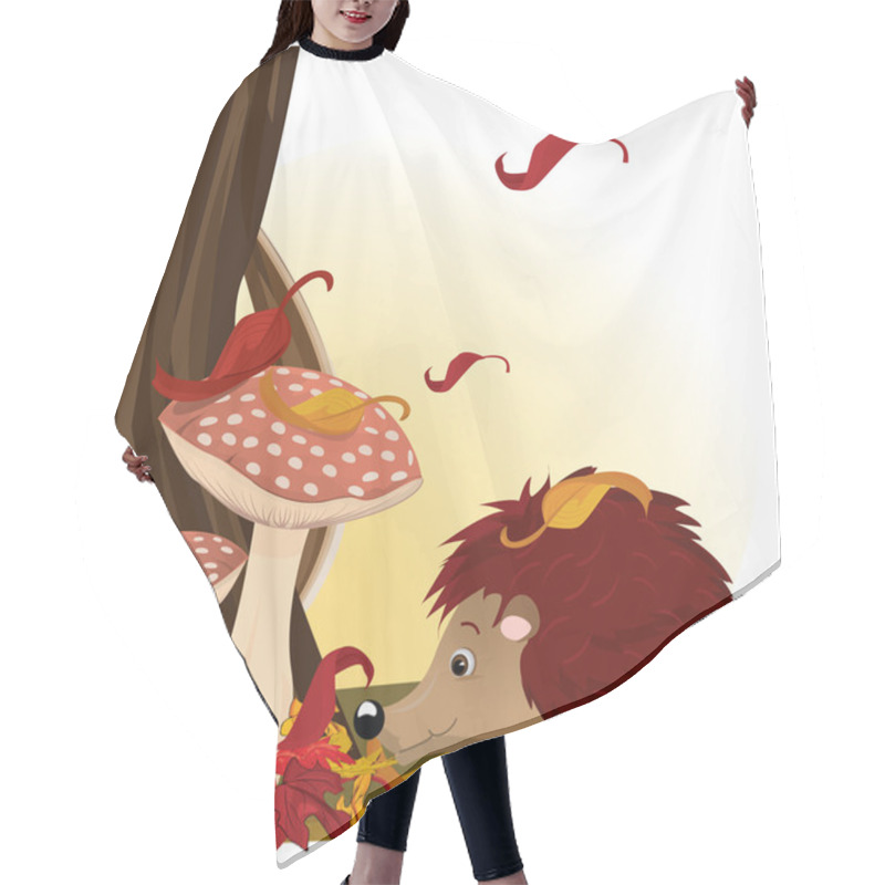 Personality  Hedgehog Under Mushroom Hair Cutting Cape