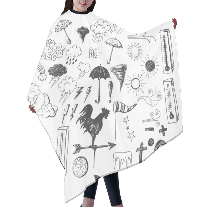 Personality  Set Of Weather Symbols Sketch Hair Cutting Cape