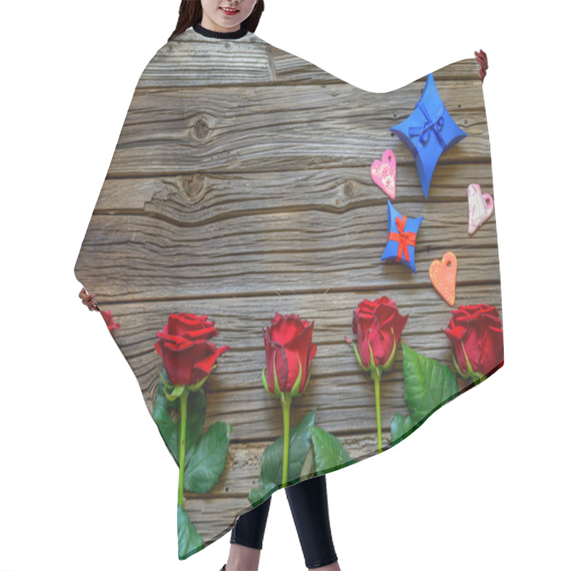 Personality  Valentines Background With Roses, Hearts And Gifts Hair Cutting Cape