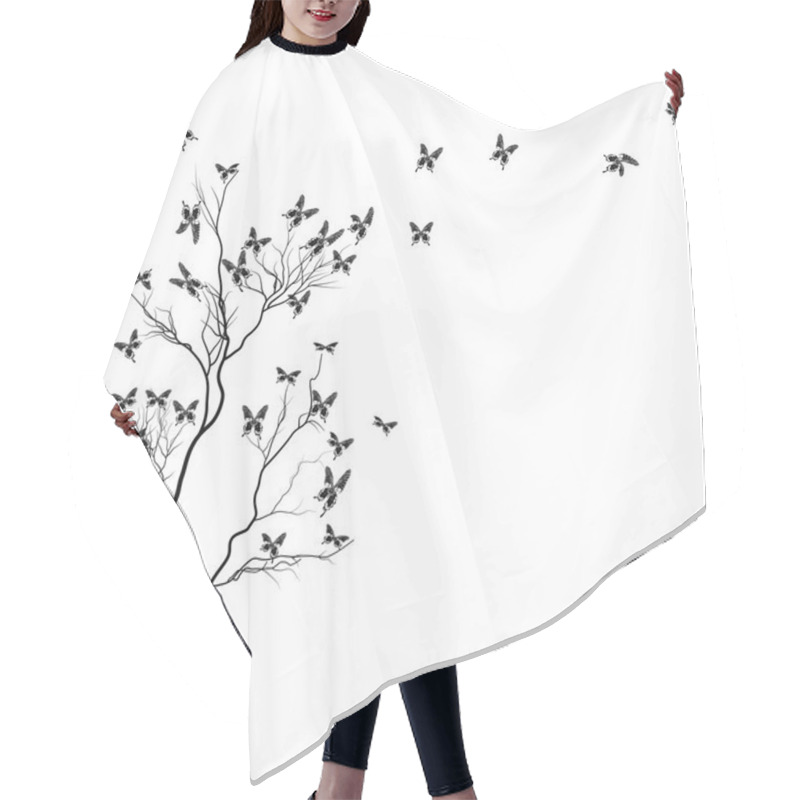 Personality  Tree With Black Butterflies Hair Cutting Cape