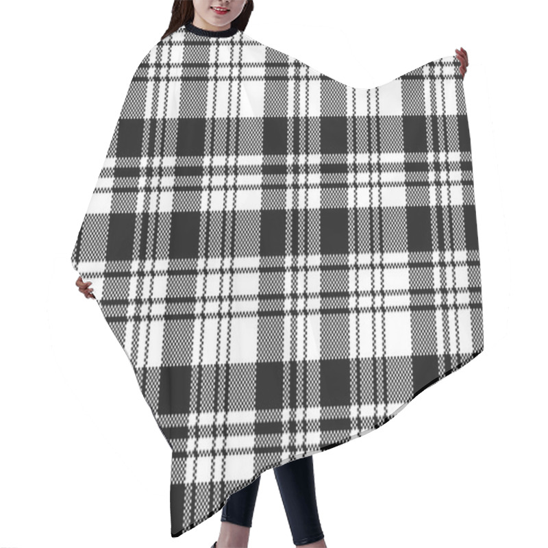 Personality  Pixel Black White Plaid Seamless Pattern. Vector Illustration. Hair Cutting Cape