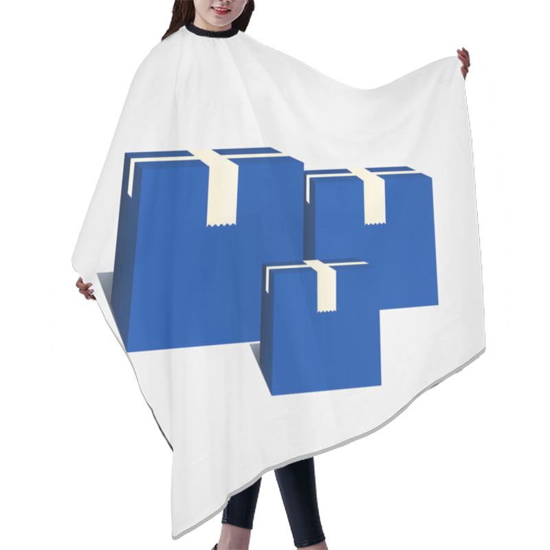 Personality  Open And Closed Blue Boxes. Vector Hair Cutting Cape