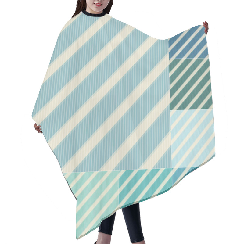 Personality  Seamless Green Blue Diagonal Stripes Pattern Hair Cutting Cape