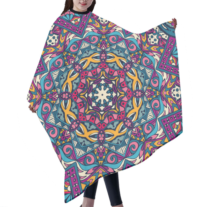 Personality  Geometric Mosaic Ethnic Seamless Pattern Ornament Hair Cutting Cape