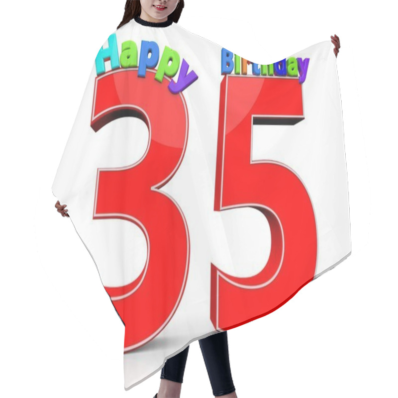 Personality  The Big Red Number 35 With Happy Birthday Hair Cutting Cape