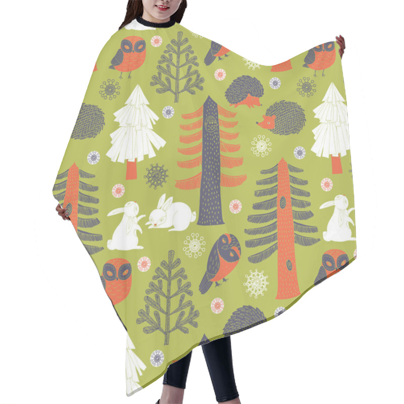 Personality  Woodland Animals Background Hair Cutting Cape